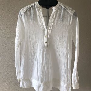Zara Basic Long Sleeve Half Button White Tunic